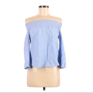 Love Notes Chambray Off Shoulder Smocked Blouse Womens S Casual Coastal Cowgirl